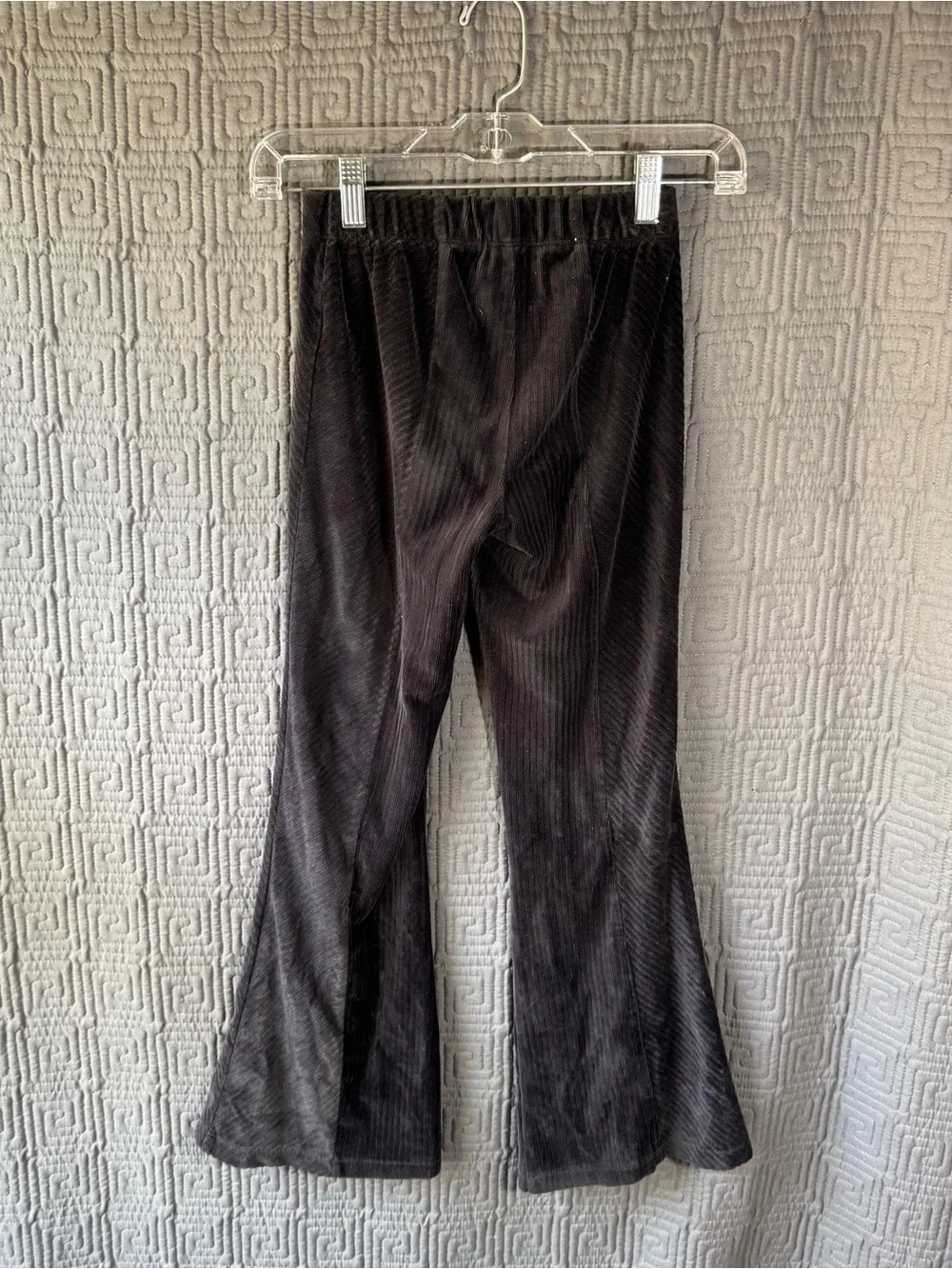 Wonder Nation Girls Grey Velour Corduroy Flare Pants Elastic Waist Size M 7 8